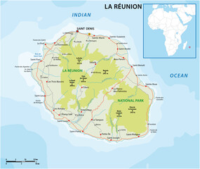la reunion vector road and national park map