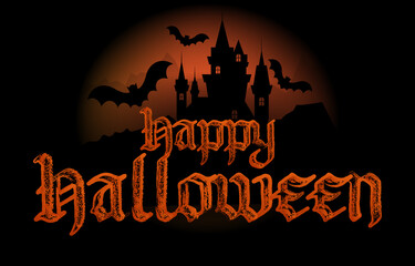 Happy Halloween banner. Party invitation background. Hand drawn vector gothic text.