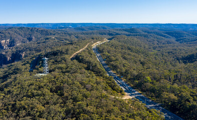 Fototapeta na wymiar Aerial view of a transmission tower in The Blue Mountains