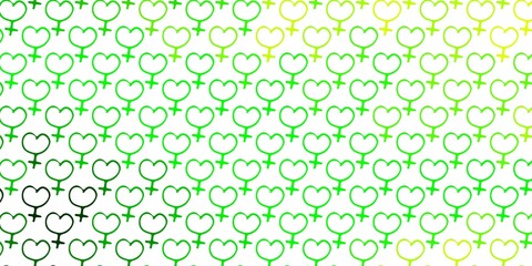 Light Green, Yellow vector texture with women's rights symbols.