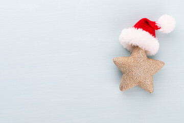 Christmas holidays composition on wooden background.