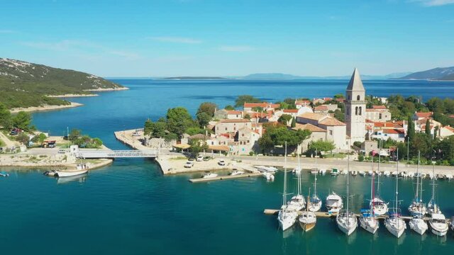 above, adriatic, aerial, aerial view, ancient, architecture, beach, beautiful, building, city, cityscape, cliff, coastal, croatia, croatian, destination, drone, europe, european, famous, heritage, hil