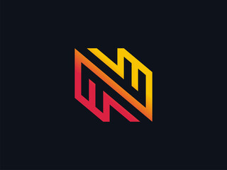 Obraz premium Vector letter N. Technological logo in a linear style.