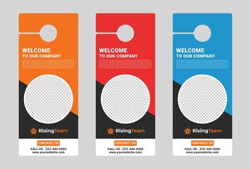 Door hanger design template, hotel knob design. Vector door hanger.