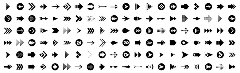 Mega set of Arrow icons in trendy flat style for Business, e-commerce, finance, accounting. Big set Arrow icons collection. Vector illustration