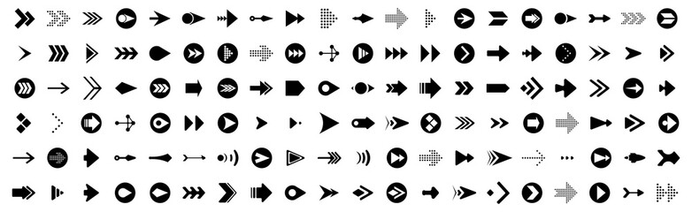 Mega set of Arrow icons in trendy flat style for Business, e-commerce, finance, accounting. Big set Arrow icons collection. Vector illustration