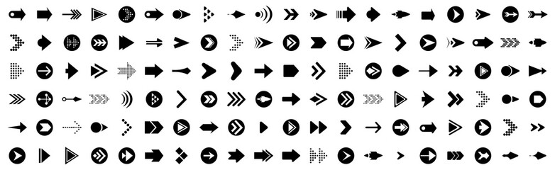 Mega set of Arrow icons in trendy flat style for Business, e-commerce, finance, accounting. Big set Arrow icons collection. Vector illustration
