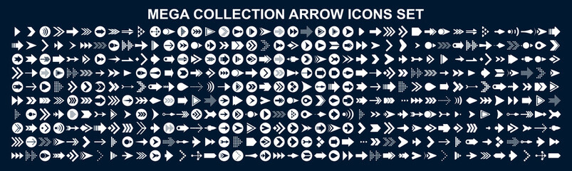 Mega set of Arrow icons in trendy flat style for Business, e-commerce, finance, accounting. Big set Arrow icons collection. Vector illustration