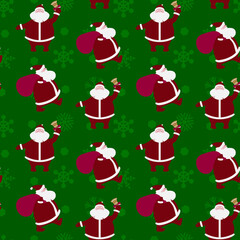 Merry Christmas and Happy New Year! Seamless pattern, holiday backgrounds with Santa Claus and snowflakes.
