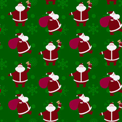 Merry Christmas and Happy New Year! Seamless pattern, holiday backgrounds with Santa Claus and snowflakes.