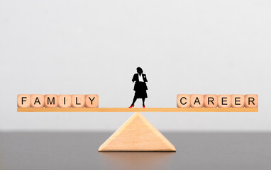 businesswoman in decision between family and career