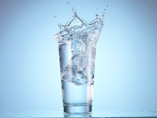 Dropping ice cube into glass