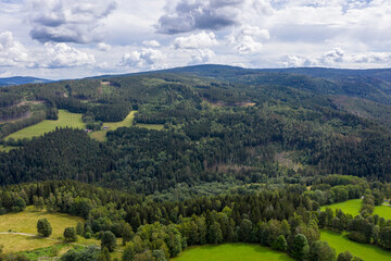 Obraz premium Bird's Eye View. Summer Scenic Landscape