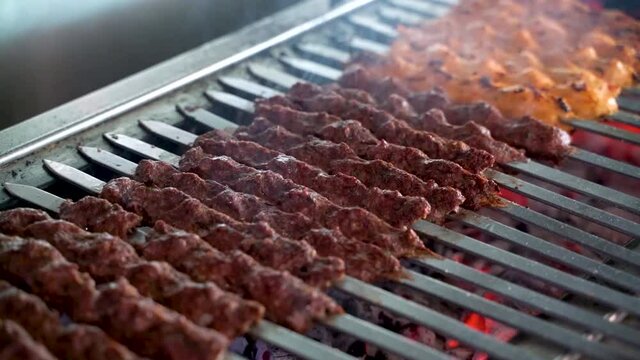tikka, shish & kofta kebabs on charcoal barbeque barbeque