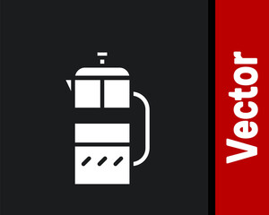 White French press icon isolated on black background. Vector Illustration.