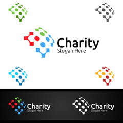 Helping Hand Charity Foundation Creative Logo for Voluntary Church or Charity Donation