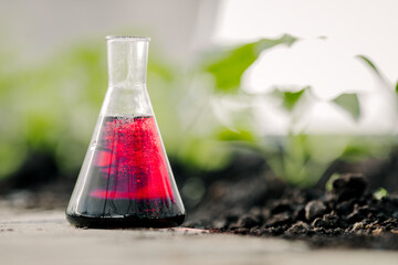 Microfertilizers in a test tube for plants.