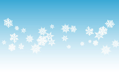 Fototapeta na wymiar White Snowflake Panoramic Vector Blue Background. 