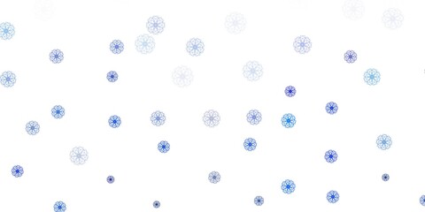 Obraz na płótnie Canvas Light blue vector doodle pattern with flowers.