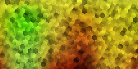 Light green, yellow vector layout with shapes of hexagons.
