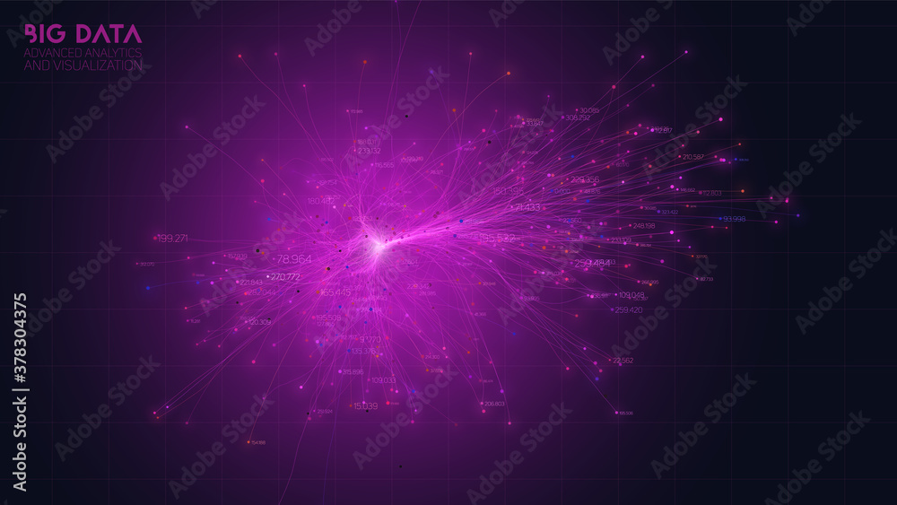 Poster vector abstract colorful big data cloud. information visualization. social network, financial analys
