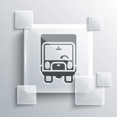 Grey Delivery cargo truck vehicle icon isolated on grey background. Square glass panels. Vector.