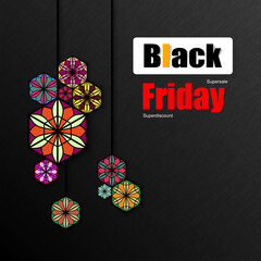Abstract line design black Friday for discount sale by vector illustration.
