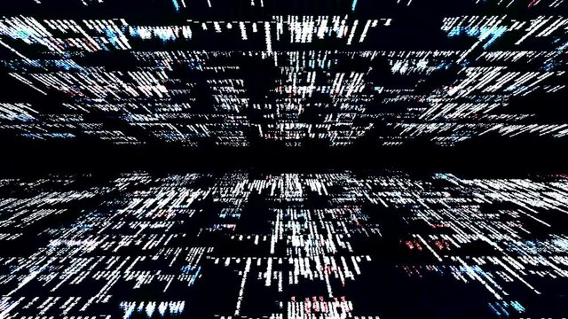 Black screen with programming language code running, seamless loop. Animation. System engineering, concept of modern games or apps creation.