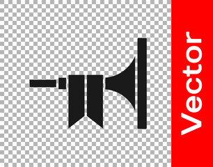 Black Musical instrument trumpet icon isolated on transparent background. Vector.