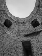 Tower in the castle.  Bottom view.