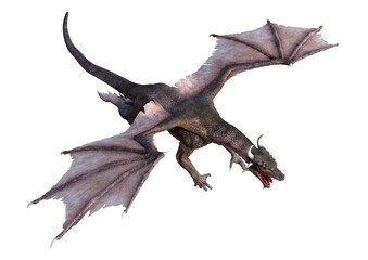 3D Rendering Fairy Tale Dragon on White