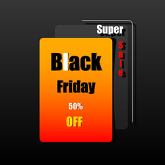 Black and orange dark colors background design, black Friday super sale for discount and advertise.
