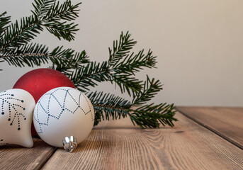  Merry Christmas - Baubles On Snow With Fir Branches