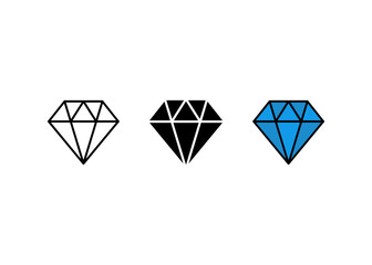 diamond icon set, diamond sign and symbol vector