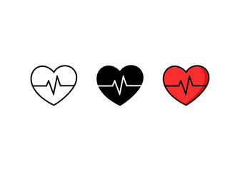 Heartbeat, heart beat pulse icon vector