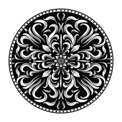 tattoo and t-shirt design black and white hand drawn illustration circle engraving ornament premium vector
