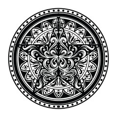 tattoo and t-shirt design black and white hand drawn illustration circle star  engraving ornament premium vector