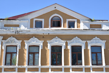 the facade of an old stone house