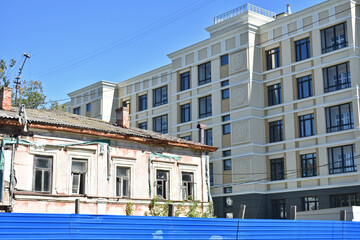 the facade of an old stone house