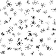 Black Spider icon isolated seamless pattern on white background. Happy Halloween party. Vector.