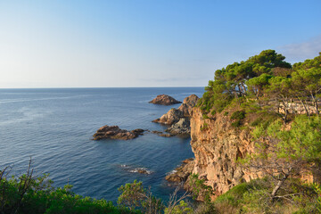 Fototapeta na wymiar Summer landscape, mountains, rocks and sea on the Costa Brava, Tossa de Mar.