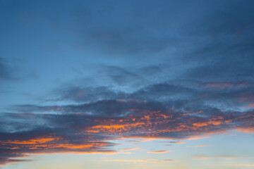 Colorful sky with clouds at sunset, nature background