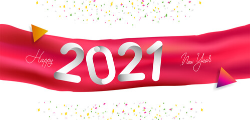 Happy New Year 2021 colorful abstract design, vector elements for calendar and greeting card.