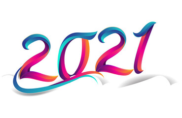2021 modern and colorful logotype, happy new year 2021 sign, vector illustration