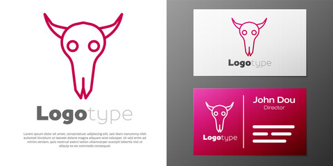 Logotype line Buffalo skull icon isolated on white background. Logo design template element. Vector Illustration.