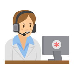 
Female operator in flat design, receptionist  
