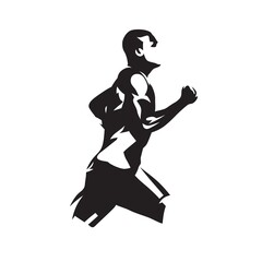 Run logo. Running man, abstract isolated vector silhouette