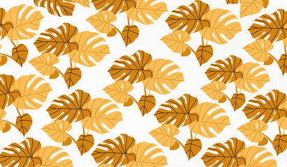 Yellow leaves pattern design on white background