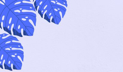 Purple big palm leaves on light purple background