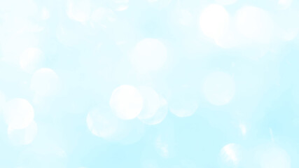 Bokeh light on blue background, sky with circle glitter light blue. Snow abstract soft glowing with vivid bright light and bokeh blur effect. 